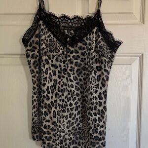 Mad For Love Leopard Print Lace Trim Cami Top | EUC | Sz L